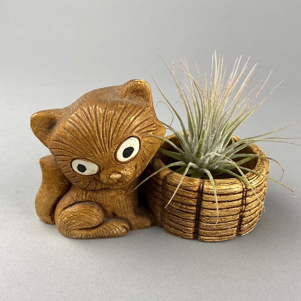 Vintage 1980 C.A.P. Cat Kitty Kitten Ceramic Planter Figurine